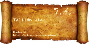 Tallián Alex névjegykártya